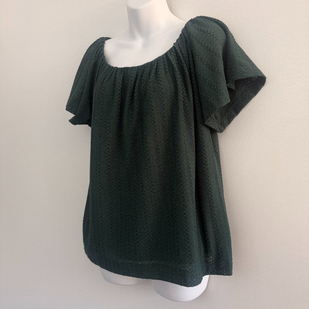 LOFT Hunter Green Eyelet On Off Shoulder Top | M - Picture 3 of 9